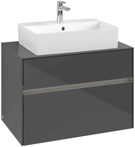 VILLEROY BOCH Toaletní skříňka Collaro, s osvětlením, 2 výsuvy, 800 x 548 x 500 mm / lesklá šedá #C124B0FP