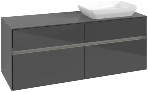 VILLEROY BOCH Toaletní skříňka Collaro, s osvětlením, 4 výsuvy, 1400 x 548 x 500 mm, lesklá šedá / lesklá šedá #C118B0FP