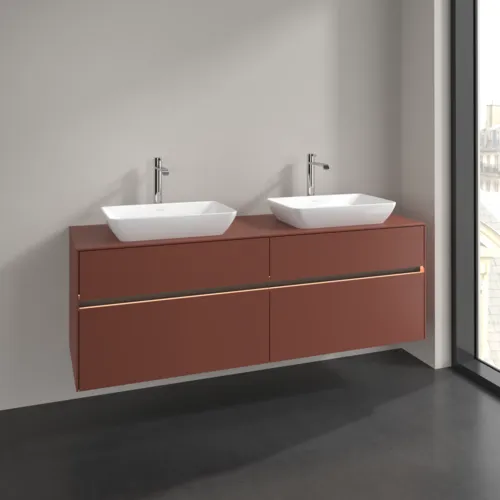 VILLEROY BOCH Toaletní skříňka Collaro, s osvětlením, 4 výsuvy, 1600 x 548 x 500 mm, Vínově červená / Vínově červená #C123B0AH, obrázek 2