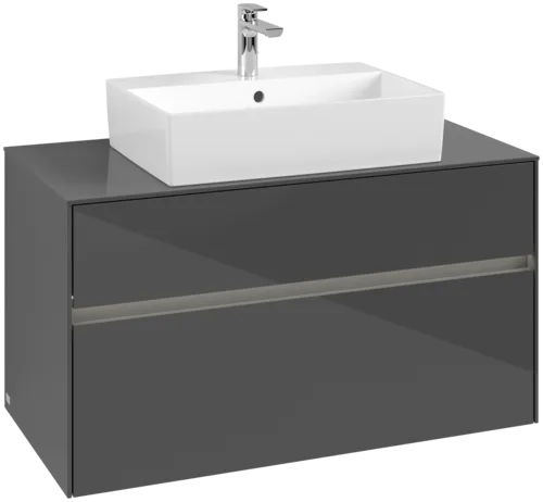 VILLEROY BOCH Toaletní skříňka Collaro, s osvětlením, 2 výsuvy, 1000 x 548 x 500 mm, lesklá šedá / lesklá šedá #C125B0FP