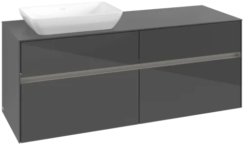 VILLEROY BOCH Toaletní skříňka Collaro, s osvětlením, 4 výsuvy, 1400 x 548 x 500 mm, lesklá šedá / lesklá šedá #C117B0FP