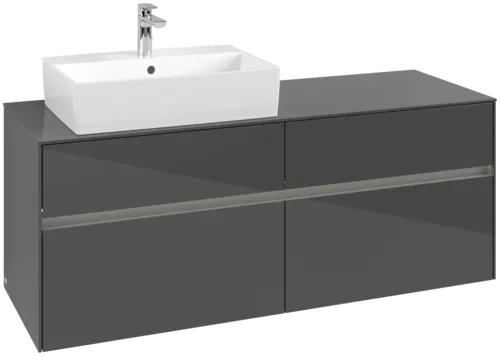VILLEROY BOCH Toaletní skříňka Collaro, s osvětlením, 4 výsuvy, 1400 x 548 x 500 mm, lesklá šedá / lesklá šedá #C132B0FP