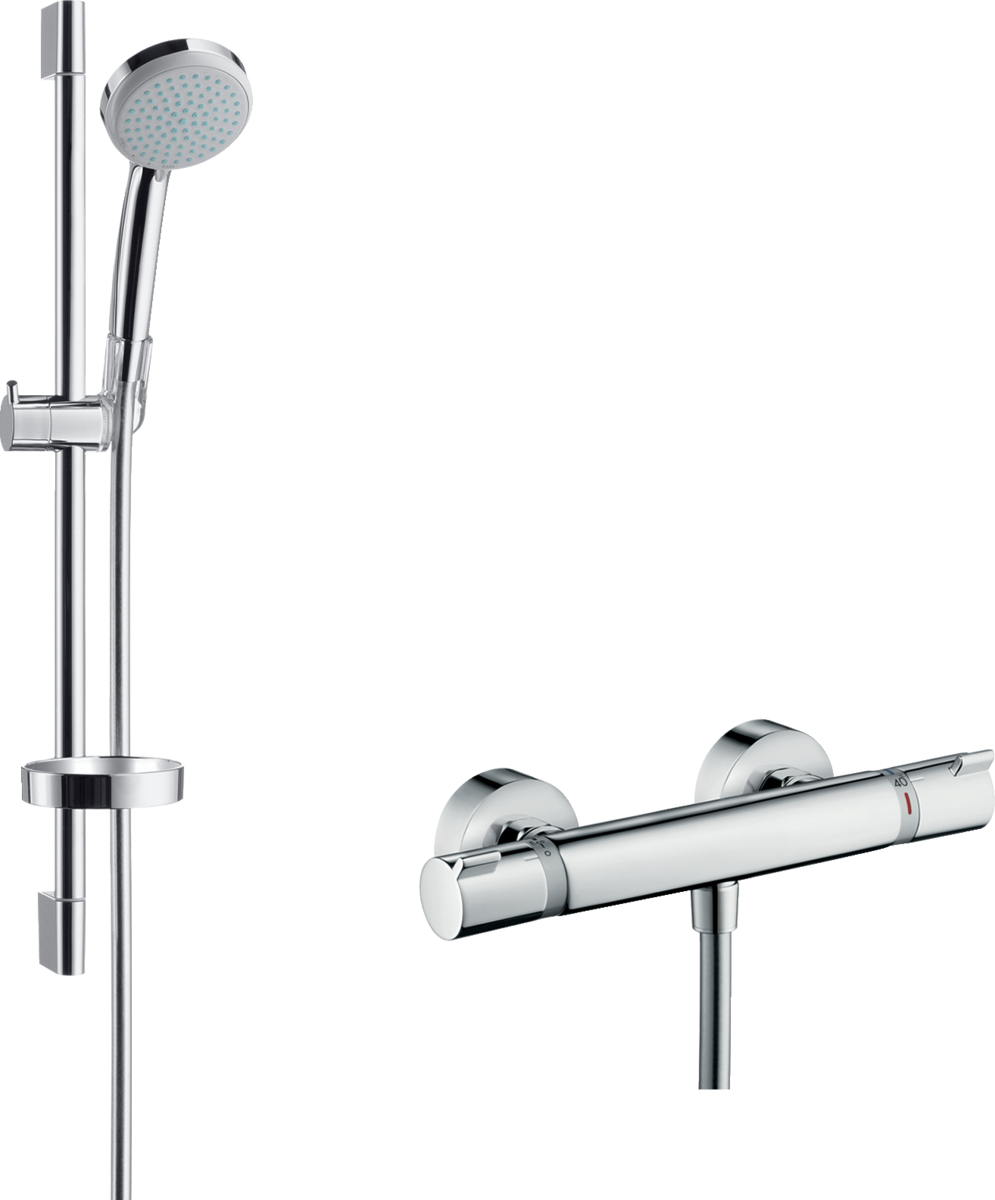 HANSGROHE Croma 100 exponovaný sprchový systém Vario s termostatem Ecostat Comfort a sprchovou tyčí 65 cm #27034000