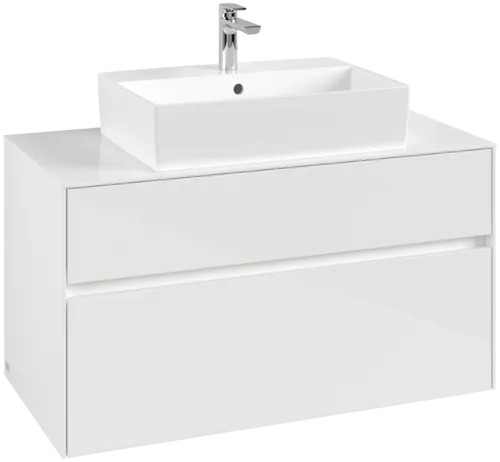 VILLEROY BOCH Collaro toaletní skříňka, s osvětlením, 2 výsuvy, 1000 x 548 x 500 mm, lesklá bílá / lesklá bílá #C125B0DH