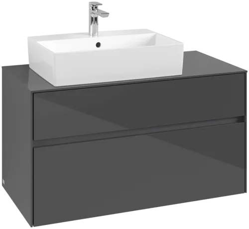 VILLEROY BOCH Toaletní skříňka Collaro, 2 výsuvy, 1000 x 548 x 500 mm, lesklá šedá / lesklá šedá #C12600FP
