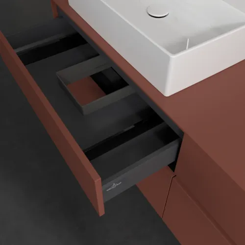 VILLEROY BOCH Toaletní skříňka Collaro, 4 výsuvy, 1600 x 548 x 500 mm, Vínově červená / Vínově červená #C13500AH, obrázek 7