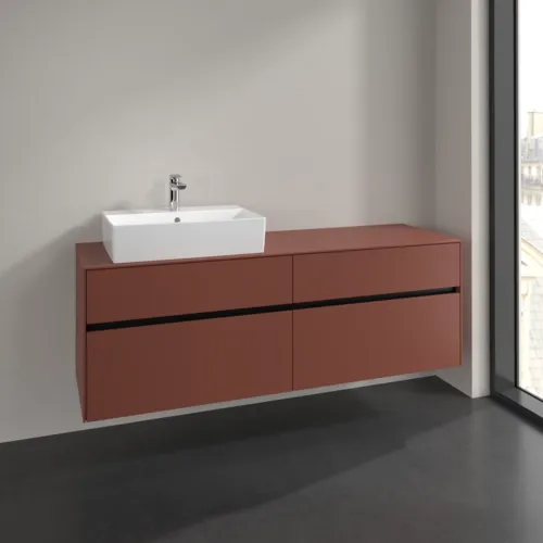 VILLEROY BOCH Toaletní skříňka Collaro, 4 výsuvy, 1600 x 548 x 500 mm, Vínově červená / Vínově červená #C13500AH, obrázek 2