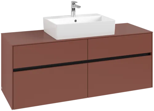 VILLEROY BOCH Toaletní skříňka Collaro, s osvětlením, 4 výsuvy, 1400 x 548 x 500 mm, Vínově červená / Vínově červená #C131B0AH