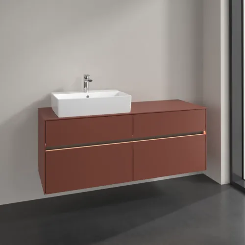 VILLEROY BOCH Toaletní skříňka Collaro, s osvětlením, 4 výsuvy, 1400 x 548 x 500 mm, Vínově červená / Vínově červená #C132B0AH, obrázek 2