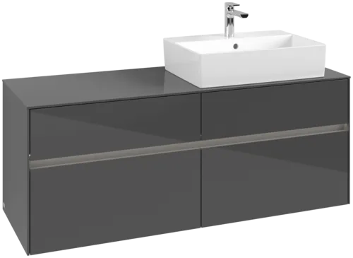 VILLEROY BOCH Toaletní skříňka Collaro, s osvětlením, 4 výsuvy, 1400 x 548 x 500 mm, lesklá šedá / lesklá šedá #C133B0FP