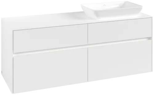 VILLEROY BOCH Toaletní skříňka Collaro, s osvětlením, 4 výsuvy, 1400 x 548 x 500 mm, bílá matná / bílá matná #C118B0MS
