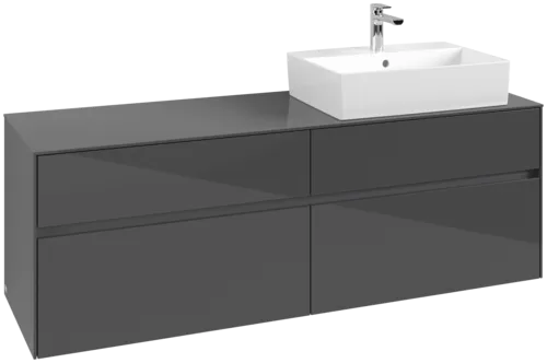 VILLEROY BOCH Toaletní skříňka Collaro, 4 výsuvy, 1600 x 548 x 500 mm, lesklá šedá / lesklá šedá #C13600FP