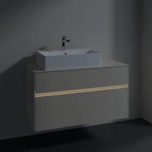 VILLEROY BOCH Toaletní skříňka Collaro, s osvětlením, 2 výsuvy, 1000 x 548 x 500 mm, Cashmere Grey / Cashmere Grey #C126B0VN, obrázek 5