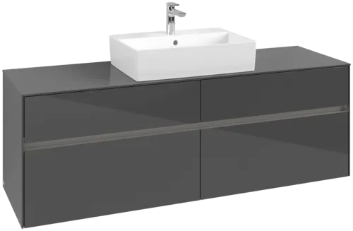 VILLEROY BOCH Toaletní skříňka Collaro, s osvětlením, 4 výsuvy, 1600 x 548 x 500 mm, lesklá šedá / lesklá šedá #C134B0FP