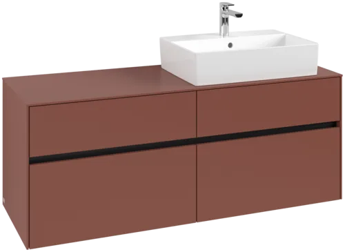VILLEROY BOCH Toaletní skříňka Collaro, s osvětlením, 4 výsuvy, 1400 x 548 x 500 mm, Vínově červená / Vínově červená #C133B0AH