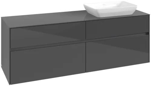 VILLEROY BOCH Toaletní skříňka Collaro, 4 výsuvy, 1600 x 548 x 500 mm, lesklá šedá / lesklá šedá #C12200FP