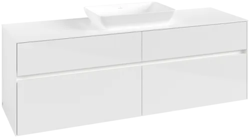 VILLEROY BOCH Toaletní skříňka Collaro, s osvětlením, 4 výsuvy, 1600 x 548 x 500 mm, lesklá bílá / lesklá bílá #C120B0DH
