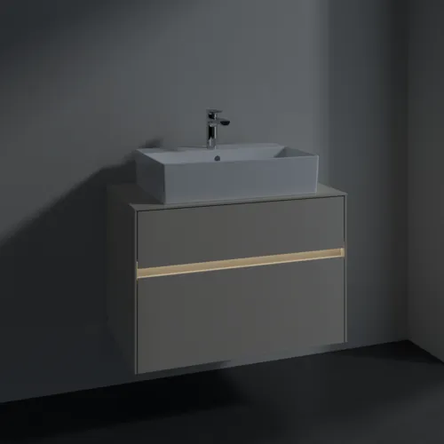 VILLEROY BOCH Toaletní skříňka Collaro, s osvětlením, 2 výsuvy, 800 x 548 x 500 mm, Cashmere Grey / Cashmere Grey #C124B0VN, obrázek 5