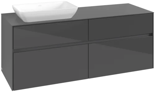 VILLEROY BOCH Toaletní skříňka Collaro, 4 výsuvy, 1400 x 548 x 500 mm, lesklá šedá / lesklá šedá #C11700FP