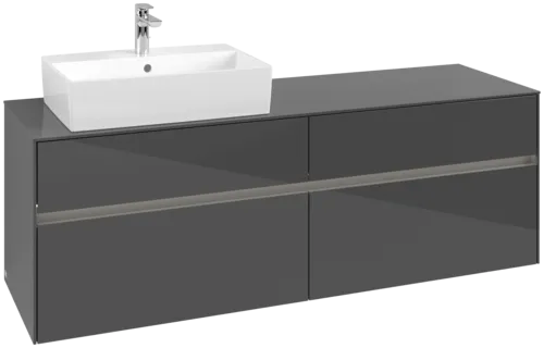 VILLEROY BOCH Toaletní skříňka Collaro, s osvětlením, 4 výsuvy, 1600 x 548 x 500 mm, lesklá šedá / lesklá šedá #C135B0FP