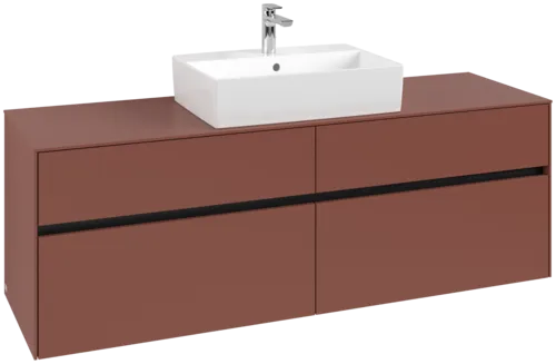 VILLEROY BOCH Toaletní skříňka Collaro, s osvětlením, 4 výsuvy, 1600 x 548 x 500 mm, Vínově červená / Vínově červená #C134B0AH