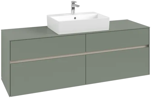VILLEROY BOCH Toaletní skříňka Collaro, s osvětlením, 4 výsuvy, 1600 x 548 x 500 mm, Soft Green / Soft Green #C134B0AF