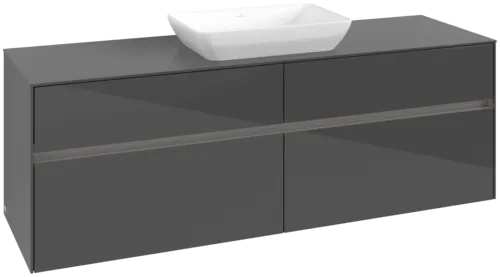 VILLEROY BOCH Toaletní skříňka Collaro, s osvětlením, 4 výsuvy, 1600 x 548 x 500 mm, lesklá šedá / lesklá šedá #C120B0FP