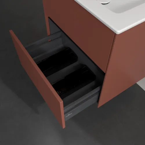 VILLEROY BOCH Umyvadlová skříňka Collaro, s osvětlením, 2 výsuvy, 611 x 610 x 480 mm, vínově červená #C143B0AH, obrázek 7