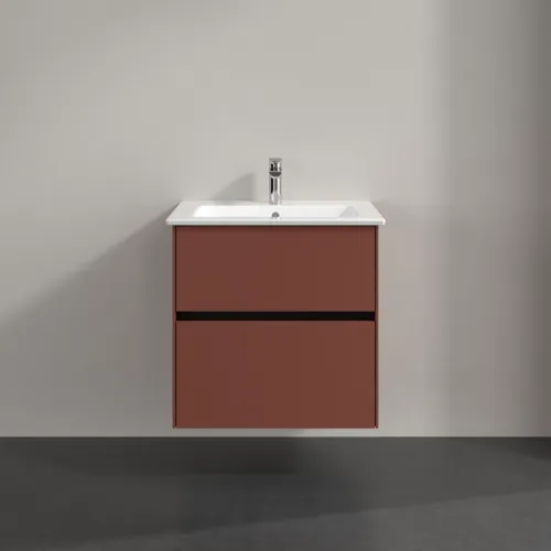 VILLEROY BOCH Umyvadlová skříňka Collaro, s osvětlením, 2 výsuvy, 611 x 610 x 480 mm, vínově červená #C143B0AH, obrázek 3