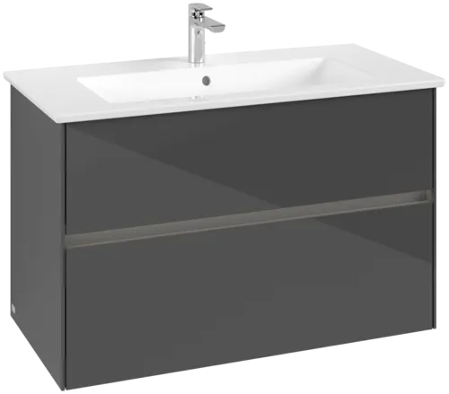 VILLEROY BOCH Toaletní skříňka Collaro, s osvětlením, 2 výsuvy, 961 x 610 x 480 mm, lesklá šedá #C145B0FP