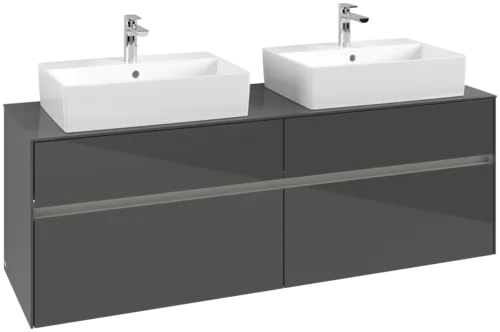 VILLEROY BOCH Toaletní skříňka Collaro, s osvětlením, 4 výsuvy, 1600 x 548 x 500 mm, lesklá šedá / lesklá šedá #C137B0FP
