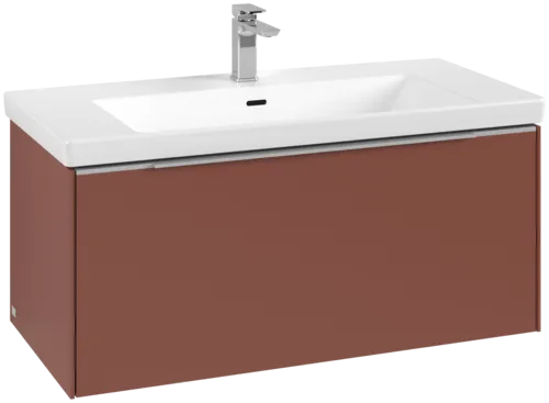 VILLEROY BOCH Subway 3.0 Vanity unit, s osvětlením, 1 zásuvka, 973 x 429 x 478 mm, vínově červená #C569L0AH