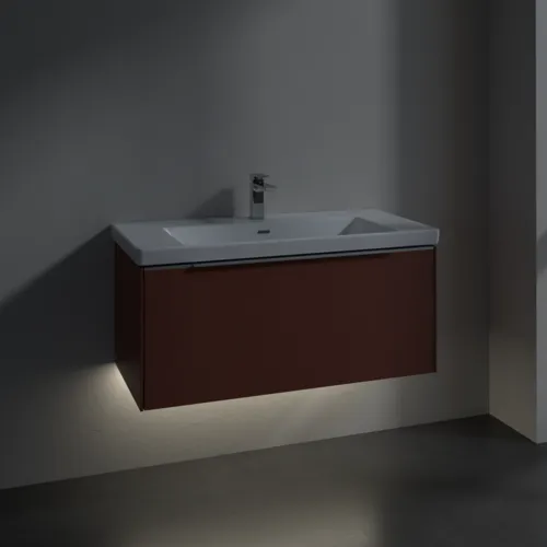 VILLEROY BOCH Subway 3.0 Vanity unit, s osvětlením, 1 zásuvka, 973 x 429 x 478 mm, vínově červená #C569L0AH, obrázek 5