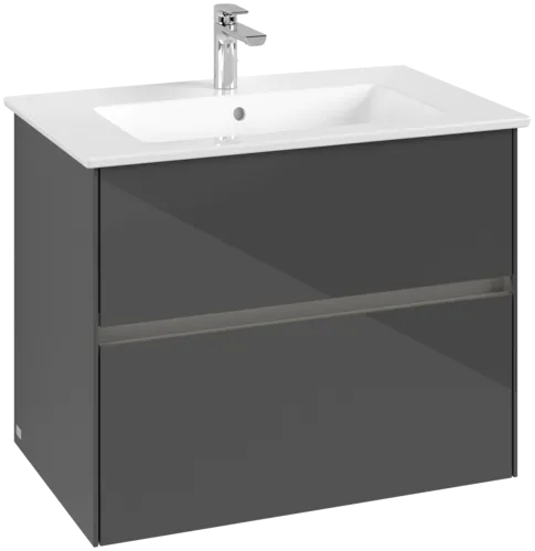 VILLEROY BOCH Toaletní skříňka Collaro, s osvětlením, 2 výsuvy, 761 x 610 x 480 mm, lesklá šedá #C144B0FP