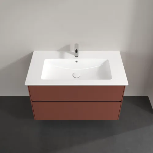 VILLEROY BOCH Umyvadlová skříňka Collaro, s osvětlením, 2 výsuvy, 961 x 610 x 480 mm, vínově červená #C145B0AH, obrázek 4