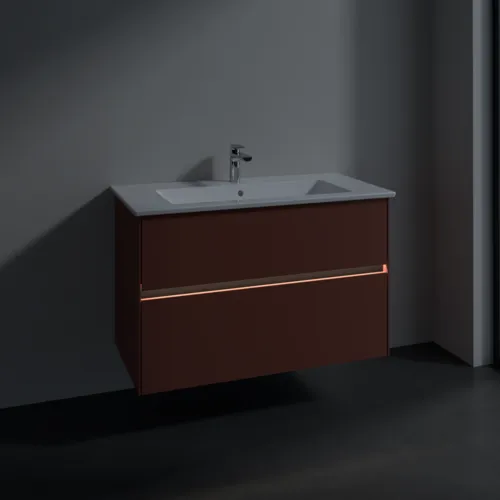 VILLEROY BOCH Umyvadlová skříňka Collaro, s osvětlením, 2 výsuvy, 961 x 610 x 480 mm, vínově červená #C145B0AH, obrázek 5