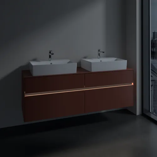 VILLEROY BOCH Toaletní skříňka Collaro, s osvětlením, 4 výsuvy, 1600 x 548 x 500 mm, Vínově červená / Vínově červená #C137B0AH, obrázek 5