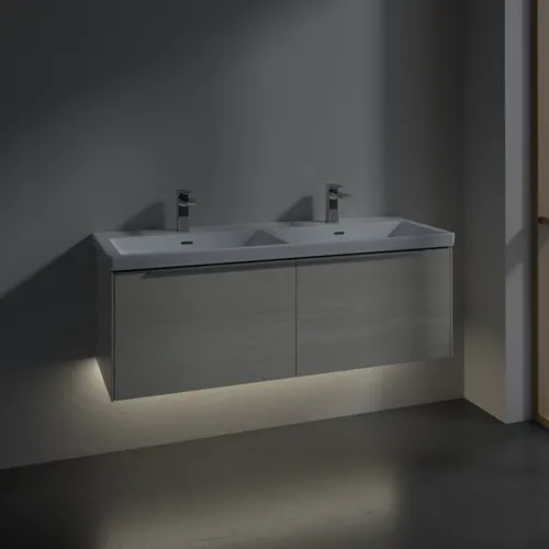VILLEROY BOCH Subway 3.0 Vanity unit, s osvětlením, 2 výsuvy, 1272 x 429 x 478 mm, bílý dub #C567L0AA, obrázek 5