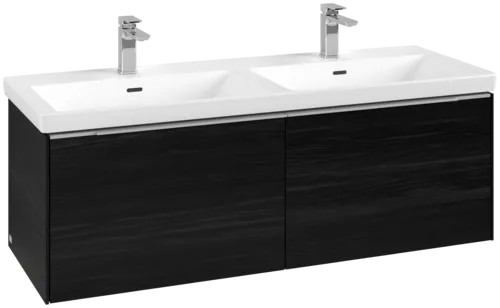 VILLEROY BOCH Subway 3.0 Vanity unit, s osvětlením, 2 výsuvy, 1272 x 429 x 478 mm, černý dub #C567L0AB