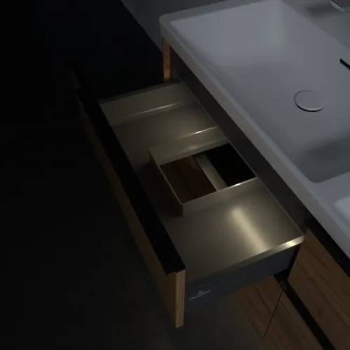 VILLEROY BOCH Subway 3.0 Vanity unit, s osvětlením, 4 výsuvy, 1272 x 576 x 478 mm, dub Kansas #C568L1RH, obrázek 9