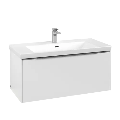 VILLEROY BOCH Subway 3.0 Vanity unit, s osvětlením, 1 zásuvka, 973 x 429 x 478 mm, čistě bílá #C569L0VF