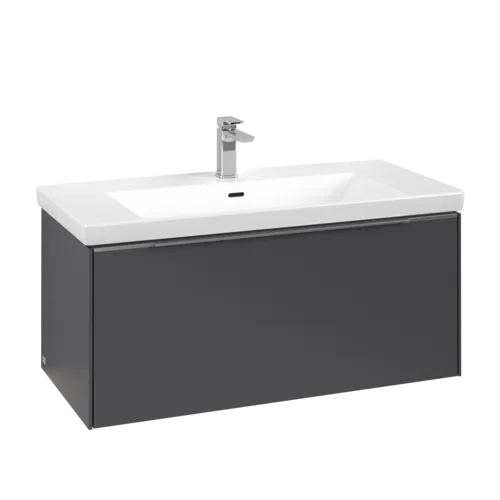 VILLEROY BOCH Subway 3.0 Vanity unit, s osvětlením, 1 zásuvka, 973 x 429 x 478 mm, grafitová barva #C569L0VR