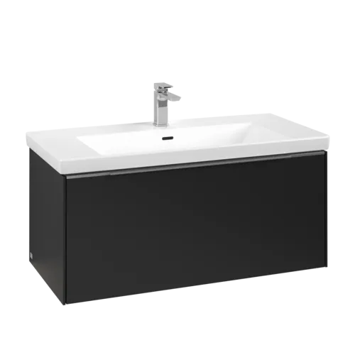 VILLEROY BOCH Subway 3.0 Vanity unit, s osvětlením, 1 zásuvka, 973 x 429 x 478 mm, Volcano Black #C569L0VL