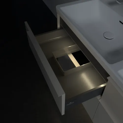 VILLEROY BOCH Subway 3.0 Vanity unit, s osvětlením, 4 výsuvy, 1272 x 576 x 478 mm, Cashmere Grey #C568L2VN, obrázek 9
