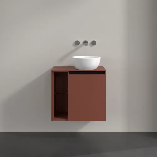 VILLEROY BOCH Toaletní skříňka Collaro, 1 dvířka, 600 x 548 x 380 mm, vínově červená / vínově červená #C15100AH, obrázek 3
