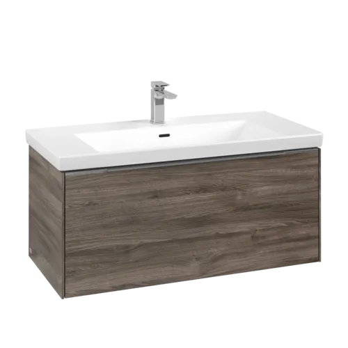 VILLEROY BOCH Subway 3.0 Vanity unit, s osvětlením, 1 zásuvka, 973 x 429 x 478 mm, Stone Oak #C569L0RK