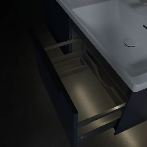 VILLEROY BOCH Subway 3.0 Vanity unit, s osvětlením, 2 výsuvy, 1272 x 429 x 478 mm, Marine Blue #C567L1VQ, obrázek 8