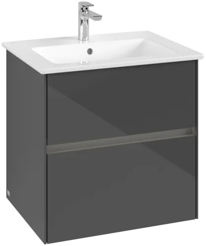 VILLEROY BOCH Toaletní skříňka Collaro, s osvětlením, 2 výsuvy, 611 x 610 x 480 mm, lesklá šedá #C143B0FP