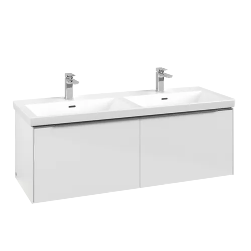 VILLEROY BOCH Subway 3.0 Vanity unit, s osvětlením, 2 výsuvy, 1272 x 429 x 478 mm, Brilliant White #C567L0VE