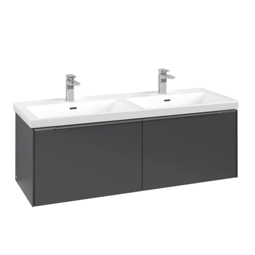 VILLEROY BOCH Subway 3.0 Vanity unit, s osvětlením, 2 výsuvy, 1272 x 429 x 478 mm, grafitová barva #C567L0VR